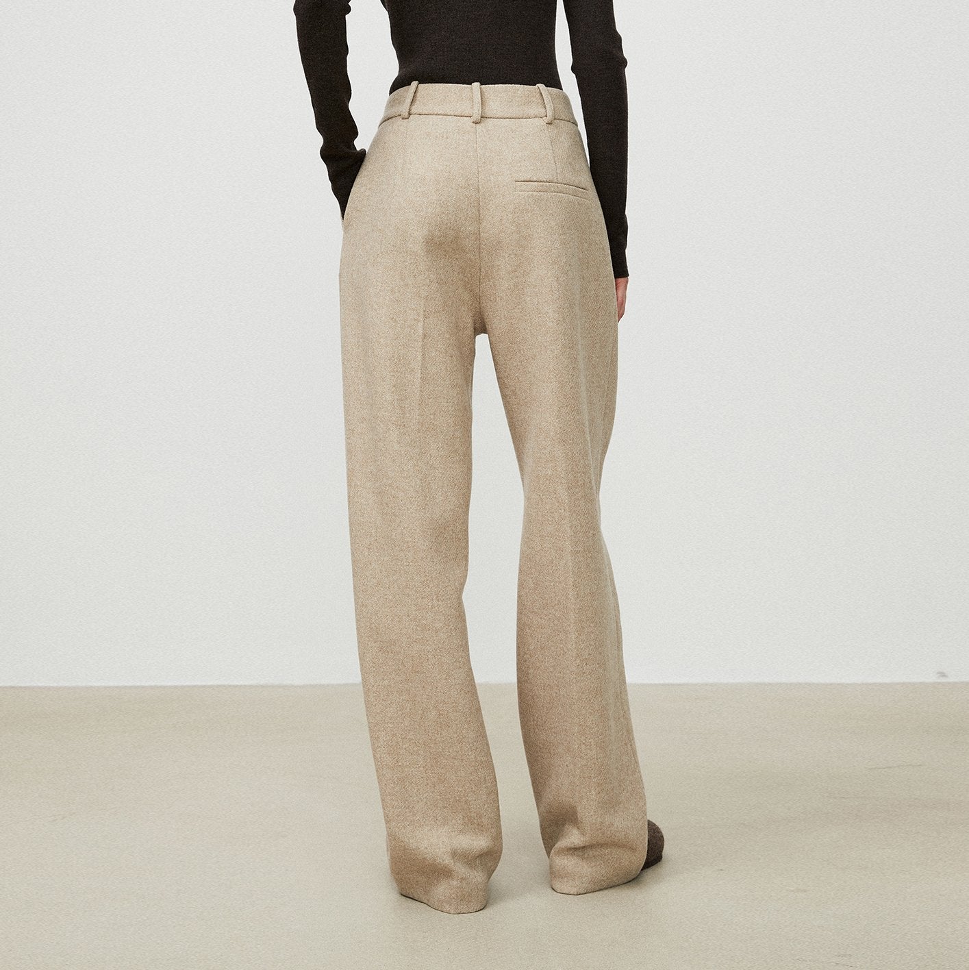 Herringbone High Waisted Wide Leg Pocket Straight Leg Pants