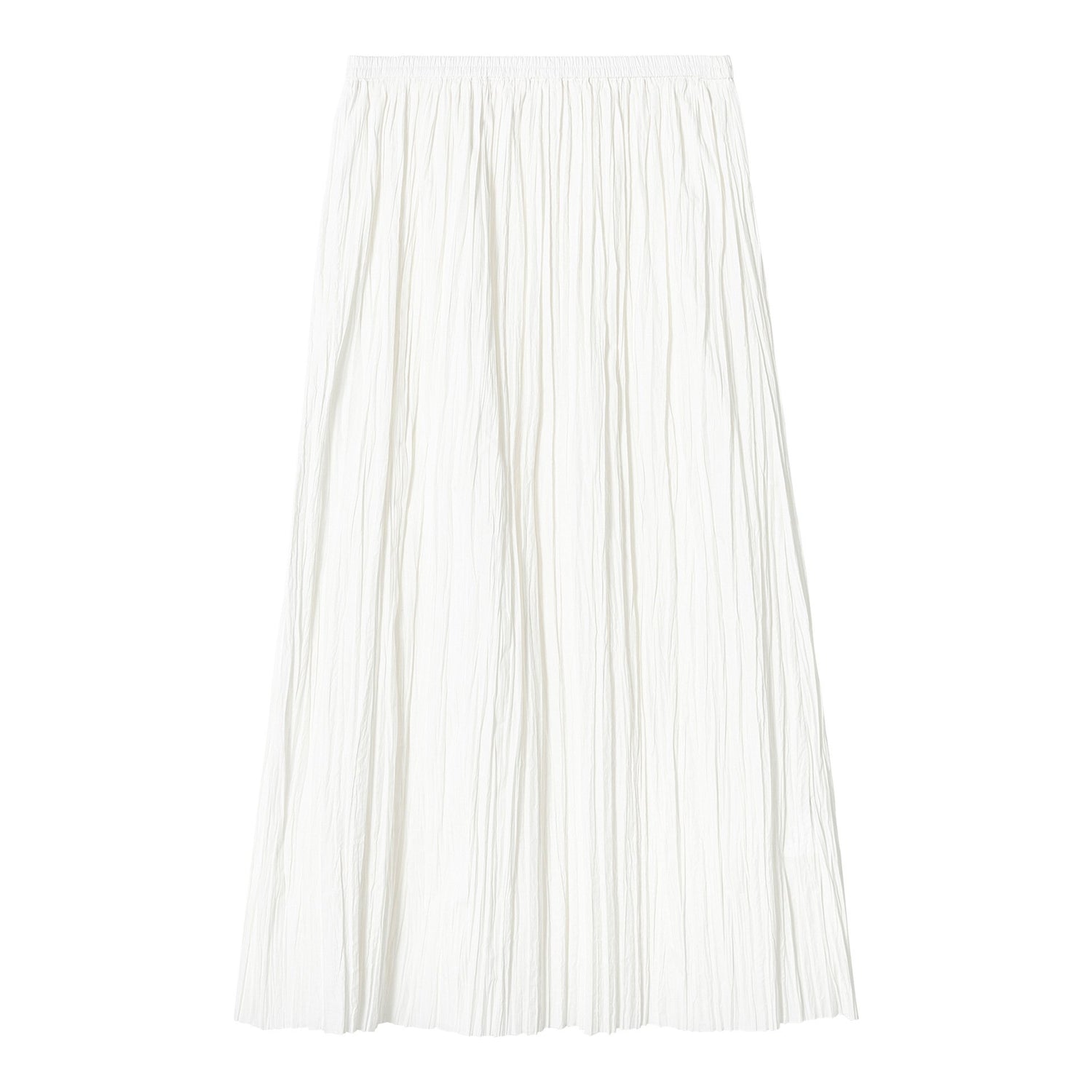 Solid Color High Waist Pressure Pleated A-Line Half Skirt