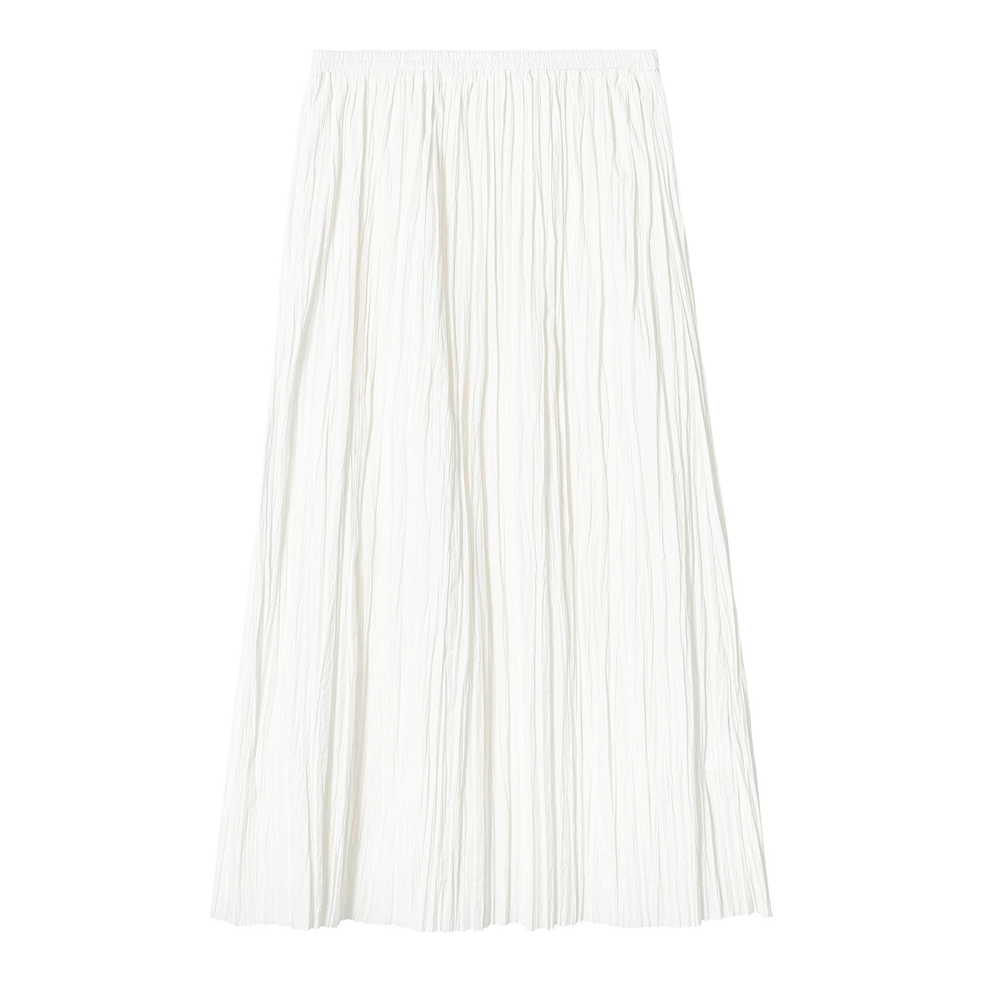 Solid Color High Waist Pressure Pleated A-Line Half Skirt