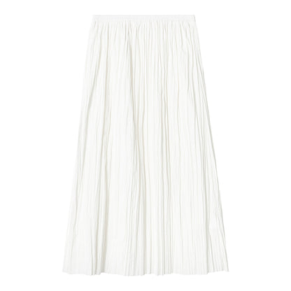 Solid Color High Waist Pressure Pleated A-Line Half Skirt