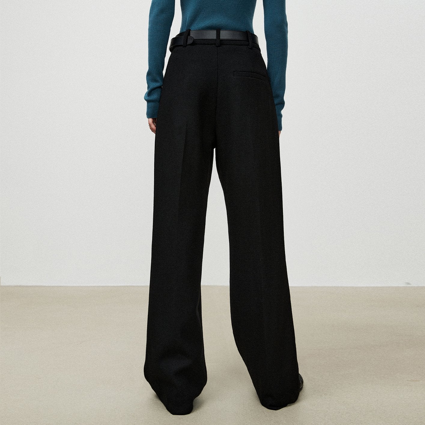 Herringbone High Waisted Wide Leg Pocket Straight Leg Pants