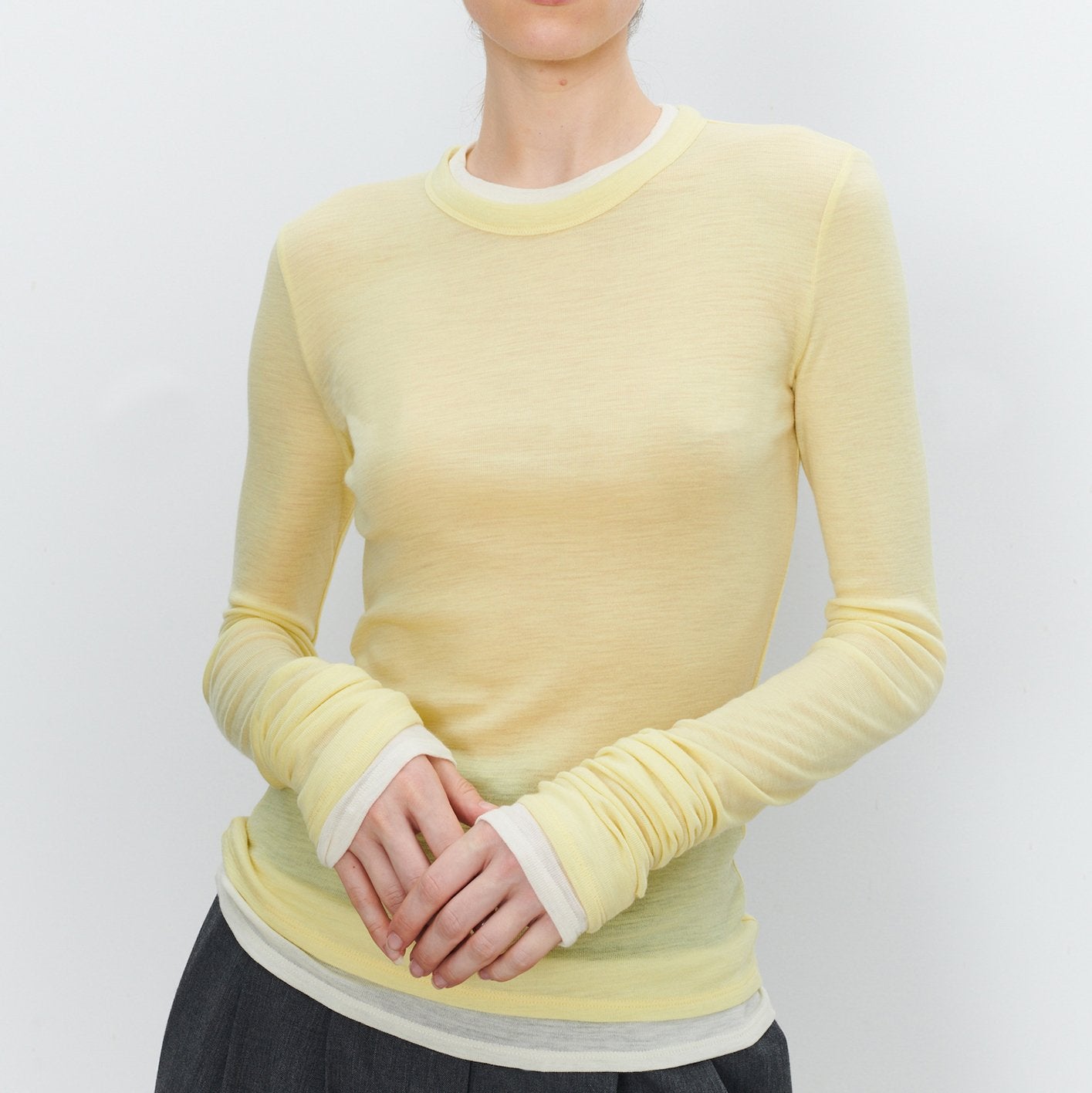 Round Neck Color Clash Long Sleeve Top