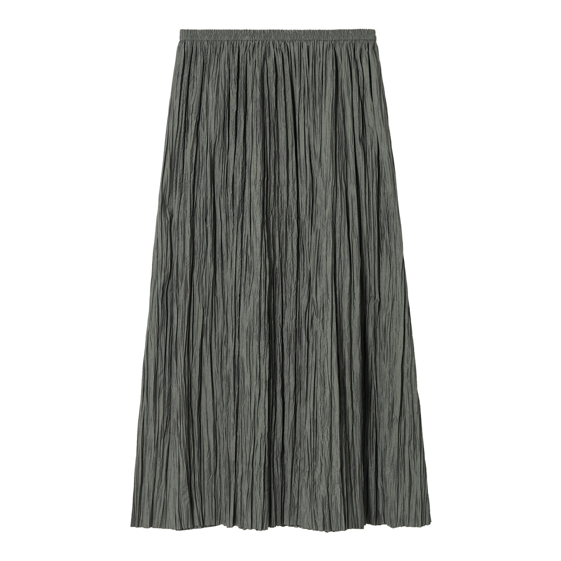 Solid Color High Waist Pressure Pleated A-Line Half Skirt