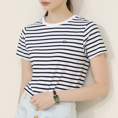 Striped Round Neck Short Sleeve Top