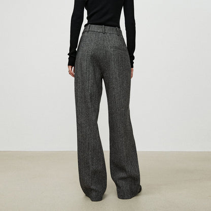 Herringbone High Waisted Wide Leg Pocket Straight Leg Pants