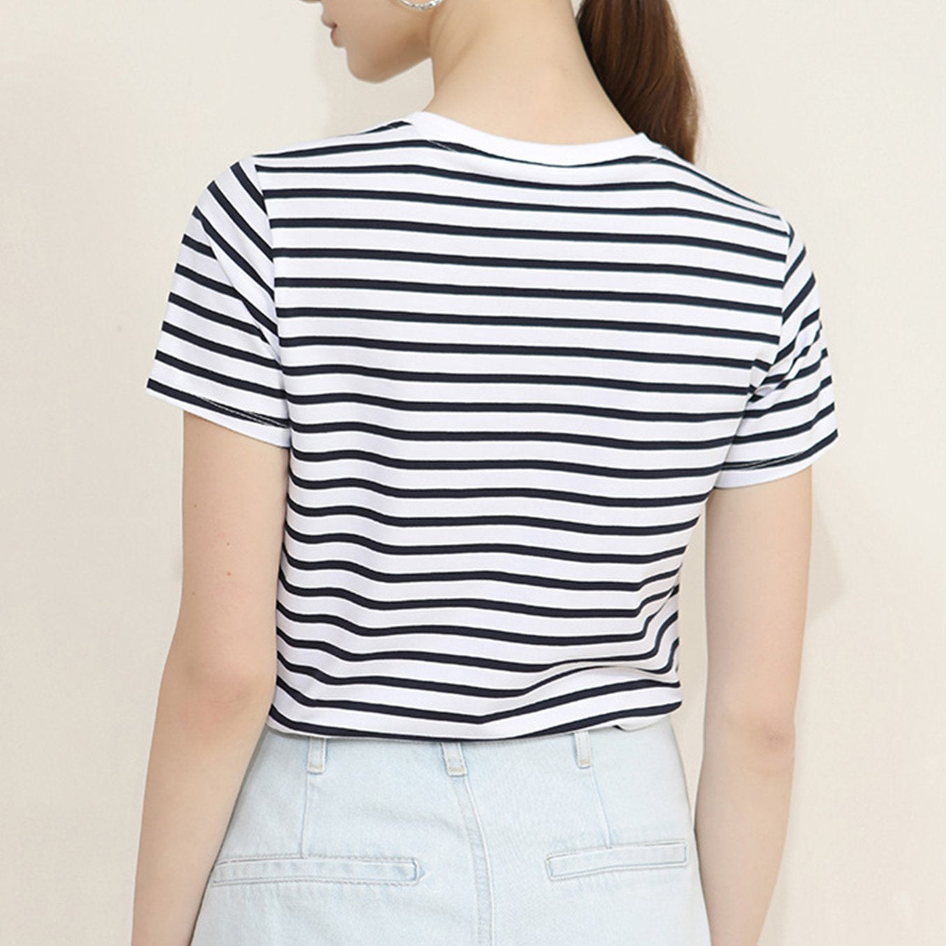 Striped Round Neck Short Sleeve Top