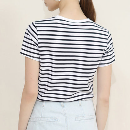 Striped Round Neck Short Sleeve Top