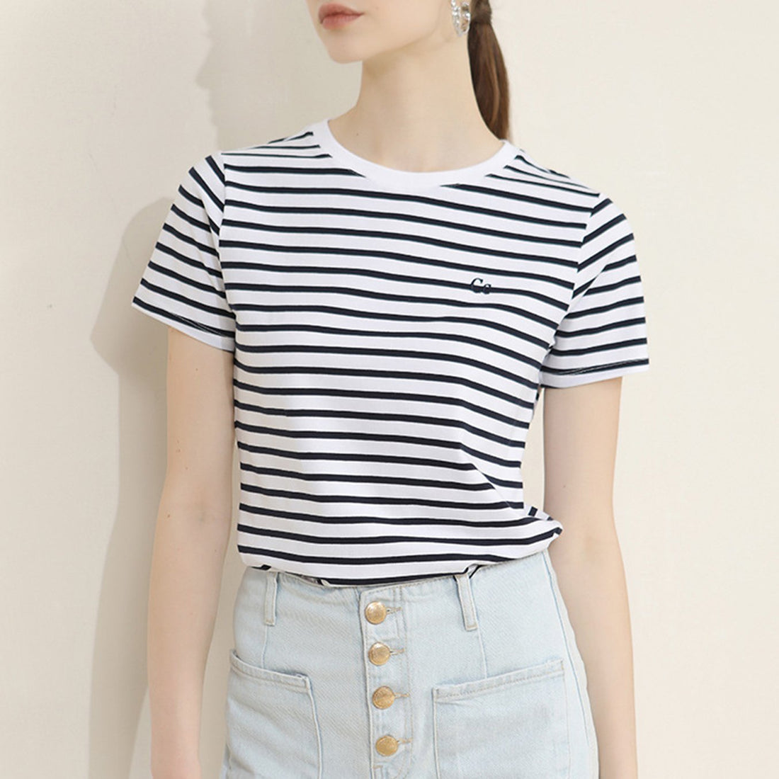 Striped Round Neck Short Sleeve Top