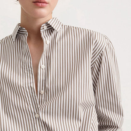 Striped Long Sleeve Round Hem Shirt