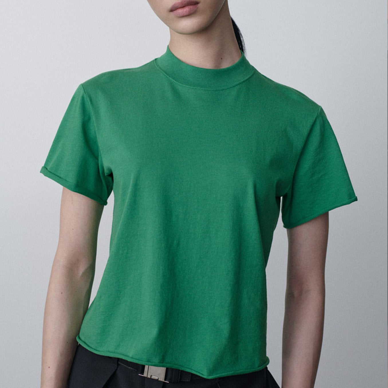 Solid Color Round Neck Pullover Short Sleeve Top