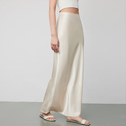 Solid Color Reversible Gilt Diagonal Cropped Half Body Skirt