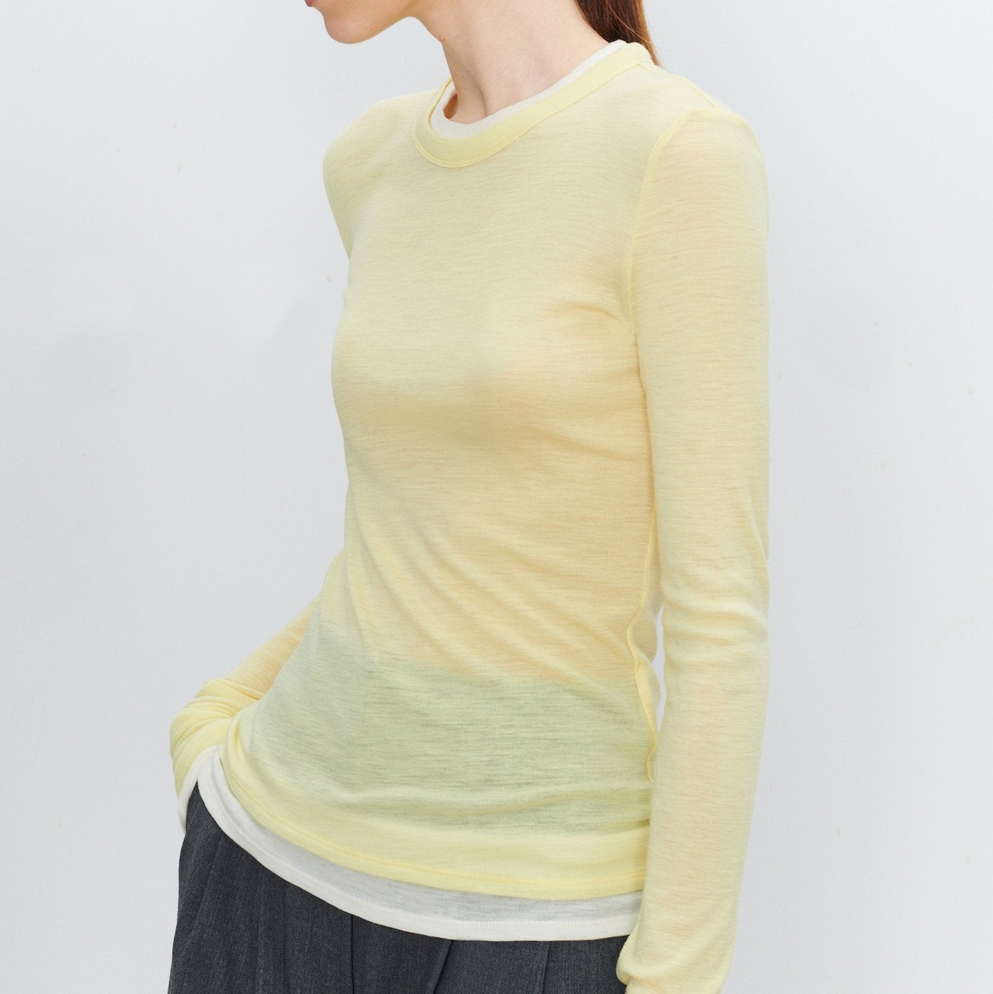 Round Neck Color Clash Long Sleeve Top