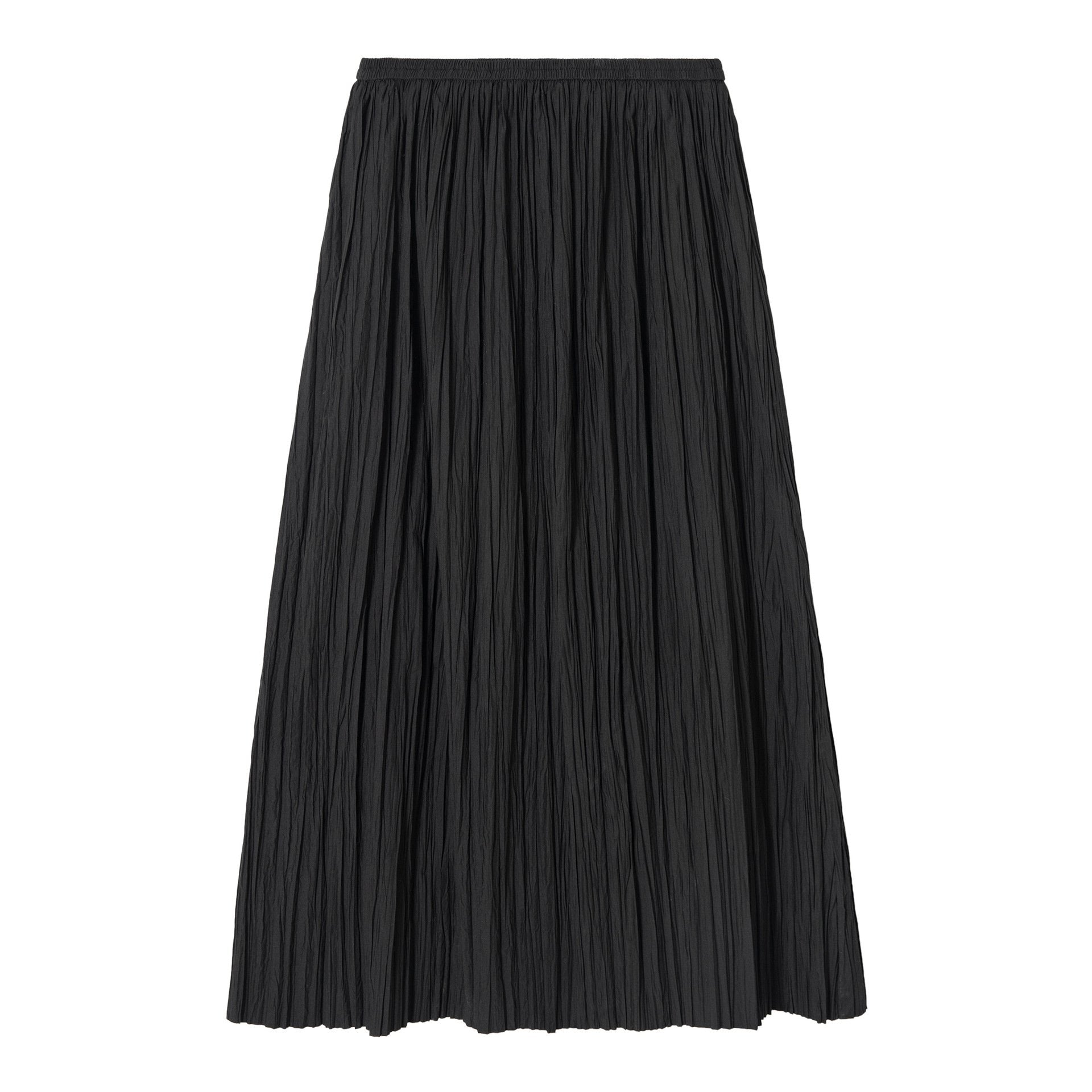 Solid Color High Waist Pressure Pleated A-Line Half Skirt