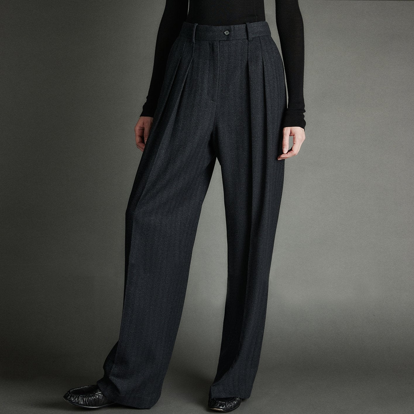 Old Money Style Pattern High Waist Pocket Straight Leg Pants