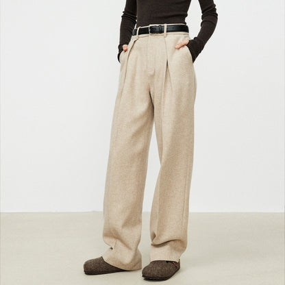 Herringbone High Waisted Wide Leg Pocket Straight Leg Pants