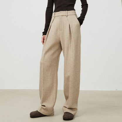 Herringbone High Waisted Wide Leg Pocket Straight Leg Pants