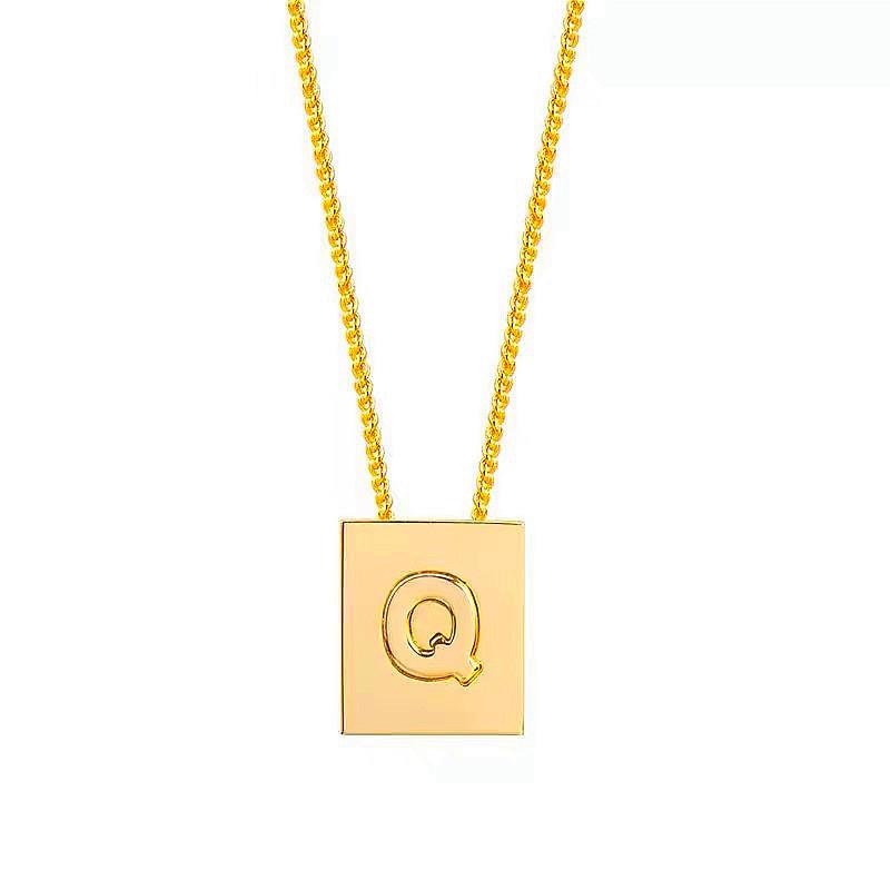 Gold Square 26 Letters Collarbone Necklace