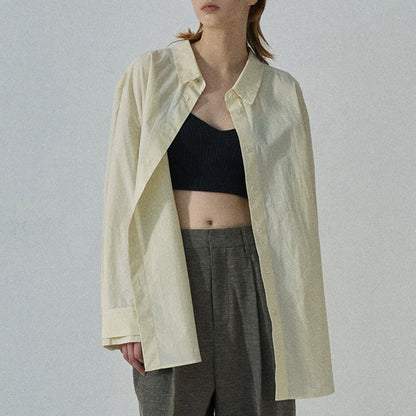 Solid Color Lapel Raw Edge Cardigan Long Sleeve Top