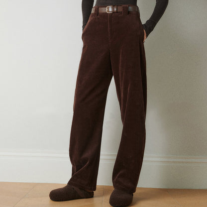 Solid Color Pocket Corduroy Casual Pants