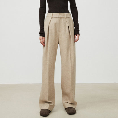 Herringbone High Waisted Wide Leg Pocket Straight Leg Pants