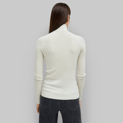 Solid Color High Neck Pullover Long Sleeve Top