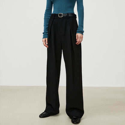 Herringbone High Waisted Wide Leg Pocket Straight Leg Pants