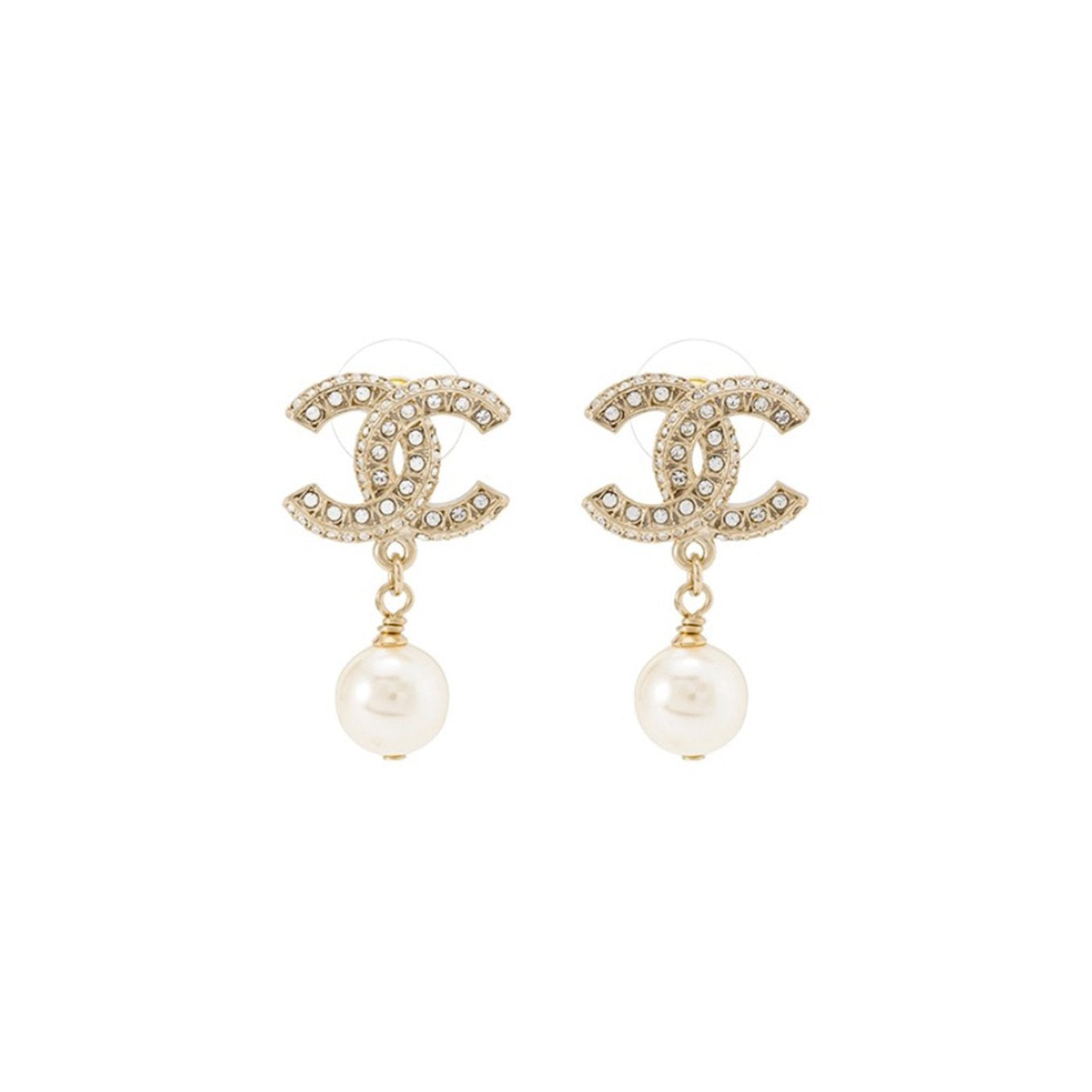 Diamond Pearl Dangle Earrings