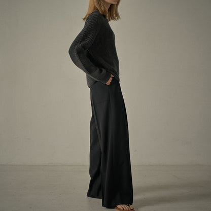 Solid Color Pocket Wide Leg Pants