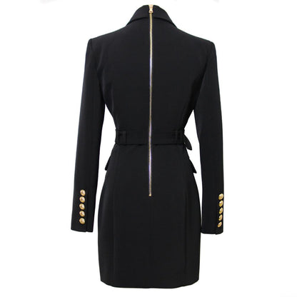 Solid Color Belted Long Sleeve Pocket Dress