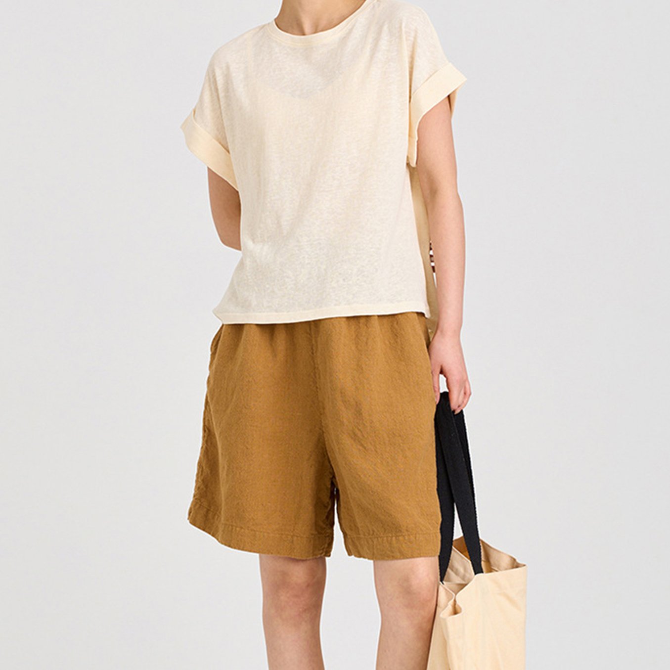 Solid Color Round Neck Short Sleeve Top