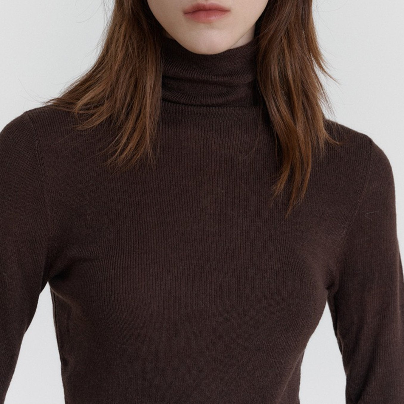 Solid Color High Neck Long Sleeve Pullover Top