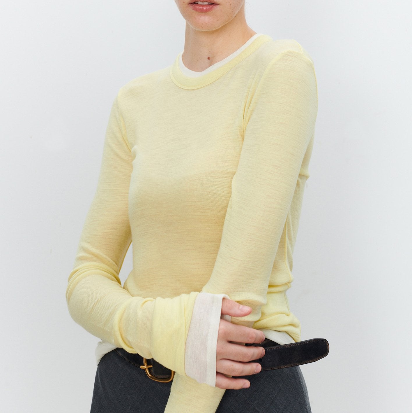 Round Neck Color Clash Long Sleeve Top