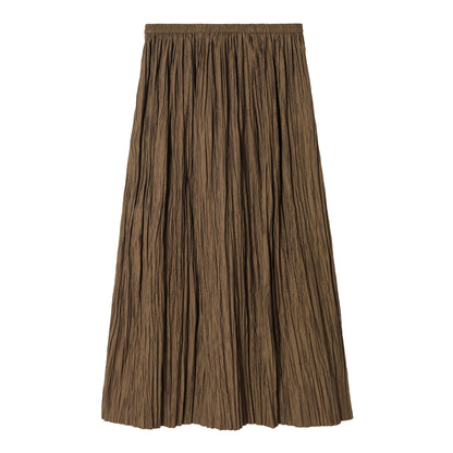 Solid Color High Waist Pressure Pleated A-Line Half Skirt