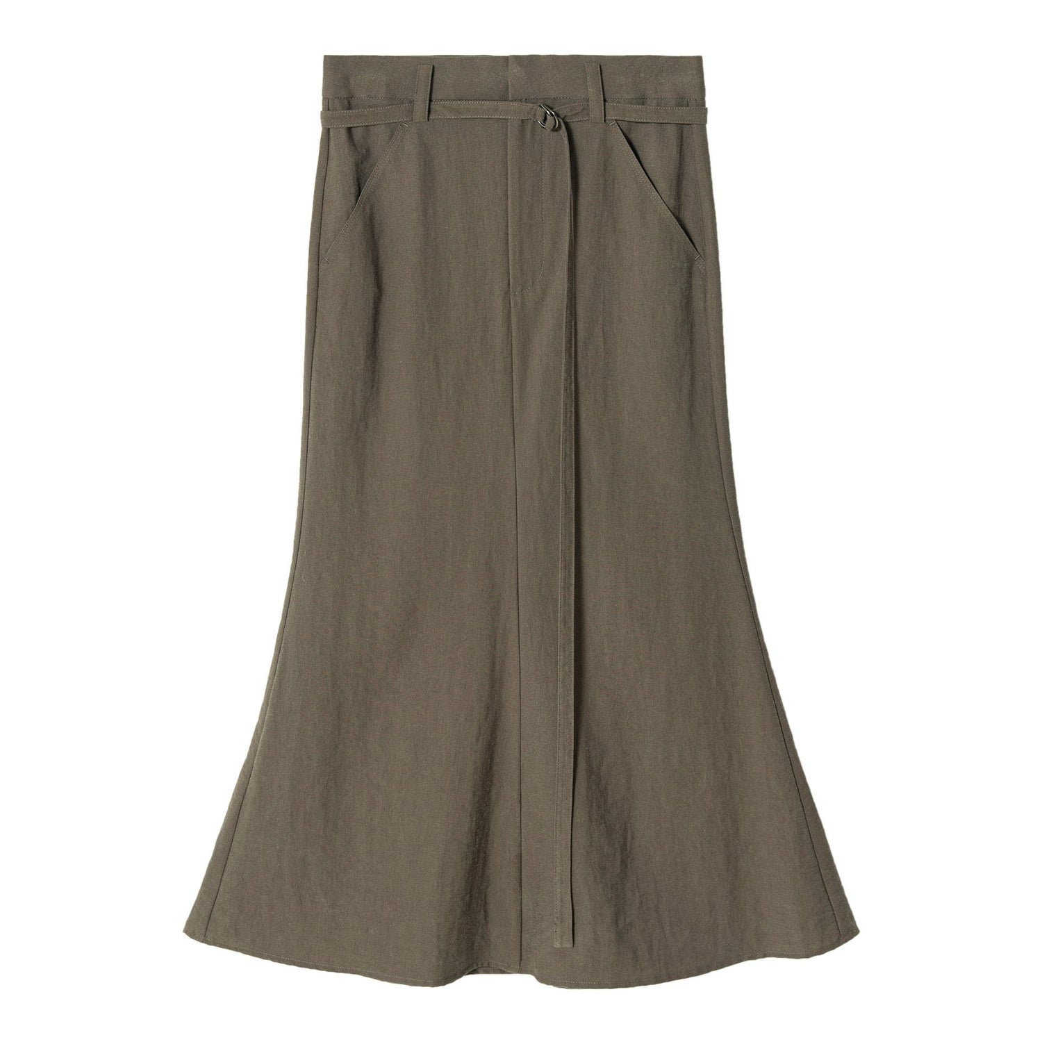 Solid Color Pocket A-Line Long Skirt